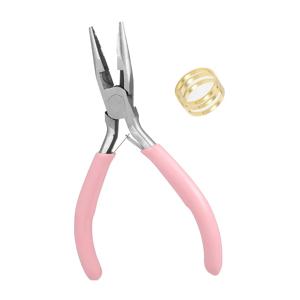 TEMU 핑크색 손잡이 톱니날이 있는 니들노즈 플라이어, 둥근 끝날과 톱니날 가장자리 - DIY 구슬 공예 및 수공예용으로 이상적인 고품질 탄소강 공구