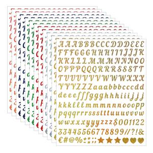 2400개 자체 접착 글리터 글자 및 숫자, 12매 비닐 알파벳 글자 스티커, 1/2인치 우아한 폰트 데칼 (주소, 우편함 라벨링, 창문, 표지판, 공예, 트럭, 문용)