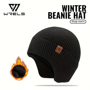 TEMU 1개, WRELS 가을 겨울 니트 플리스 안감 두꺼운 귀마개 모자, 챙 없는 방한 모자, 플리스 안감과 두꺼운 소재, 편안하고 따뜻하며 가벼운, 가을 겨울 야외 활동(등산, 스키, 사이클링, 러닝)에 완벽