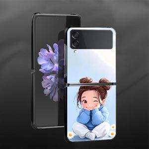 휴대폰 케이스 - 2D 프린팅, Z Flip5 Z FE Z Flip 7 6 5 4 3 Z Flip4 휴대폰 후면 커버에 적합한 귀여운 여아 케이스