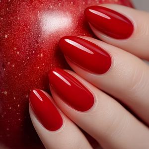 TEMU 24개입 생생한 레드 아몬드 모양 인조 손톱 세트 - 글로시 풀 커버리지, 프롬, 데일리, 간편한 탈부착, 재사용 가능, 네일 도구 키트 포함