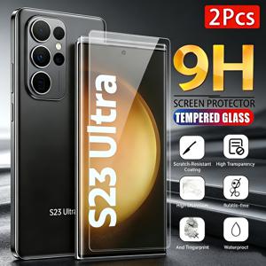 TEMU 삼성 갤럭시 S23 울트라 5G 호환 액정 보호필름 2개입, 3D 곡면, 9H 강화유리, 고감도 터치, 기포 없음, 케이스 친화적