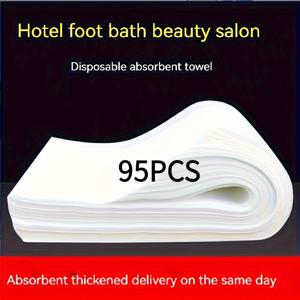 TEMU 95개 일회용 목재 펄프 발 타월 - 초극세사 고속 건조 흡수성, SPA, 살롱, 호텔 및 가정용 - 크리스마스 청소 용품, 일회용 타월, 간편한 디자인, 부드러운 질감, 전문 미용사 필수품