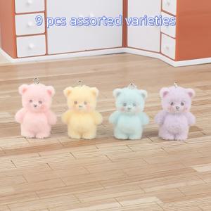 TEMU 랜덤 혼합 색상 곰돌이 펜던트 9개, DIY 주얼리 제작용, 팔찌, 목걸이, 귀걸이용 - 초보자와 전문가 모두를 위한 완벽한 핸드메이드 선물 - 주얼리 액세서리 참