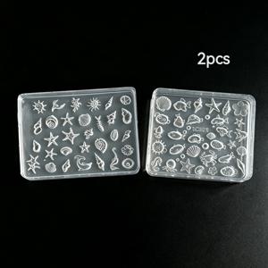 TEMU 2개 투명 3D 바다 테마 실리콘 네일 몰드, 미니 조개 별모양 물고기 고래 호록 레진 캐스팅 몰드 (네일 아트 장식 & 작은 해양 공예용)