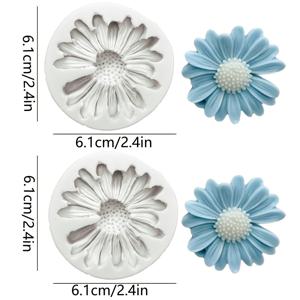 TEMU 데이지 꽃 실리콘 비누 몰드 2개 세트, 캔들 비누 몰드, DIY 레진 비누 주조, 아로마테라피 석고 만들기, 집 꾸미기 선물 만들기, 구멍 있음/없음, 유연하고 내구성 있는 실리콘 소재