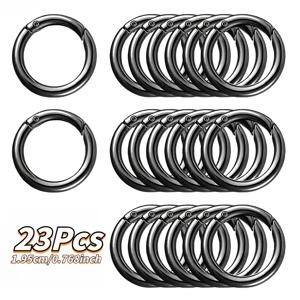 23개 금속 스프링 열쇠고리 - 1.95mm 금속 O링 퀵 릴리즈 후크 - 내구성 있는 둥근 걸쇠, DIY 지갑 제작, 열쇠고리, 휴대폰 랜야드 및 견장용으로 적합, DIY 지갑 제작 용품
