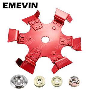 EMEVIN-1 레드 갈퀴바퀴+4종 액세서리 키트, 내마모성 및 내식성 내구성 설계, 토양 뒤집기, 풀착, 갈퀴파기 및 갈고리파기 작업을 손쉽게 완료하여 농사 효율성 향상