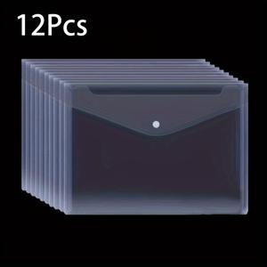 12개/팩, 투명 A5 사이즈 파일 폴더 스냅 잠금 A5 정리 가방 PP 플라스틱 문서 폴더 학교 사무용품