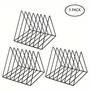 홈 오피스용 세련된 삼각형 데스크 파일 정리기, 7구 금속 매거진 북 앨범 디스플레이 랙, 3개의 비닐 레코드 홀더 저장소
