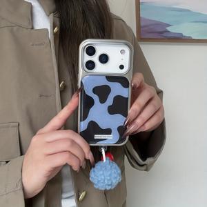 TEMU 휴대폰 케이스 - 한국 스타일 불규칙 컬러 블록 및 벨 폼폼 펜던트 휴대폰 케이스, Apple iPhone 17 Pro Max 케이스/ iPhone 16 Pro Max 케이스/ iPhone 15 Pro Max 케이스/14 Pro 케이스/13 iPhone 케이스/ 패션 여성 휴대폰 케이스/ 간편