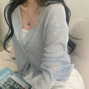 TEMU 2026 봄/여름 신상 여성용 V넥 가디건 얇은 겉옷 루즈핏 에어컨 셔츠 한국 스타일 젠틀 스타일 다용도 캐주얼 탑 출퇴근 데일리