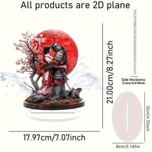 TEMU 2D 평면, 아크릴 사무라이와 게이샤 조각상 - 다용도 홈 및 창문 장식, 파티, 데스크탑 디스플레이, 휴일 선물용, 2D 평면