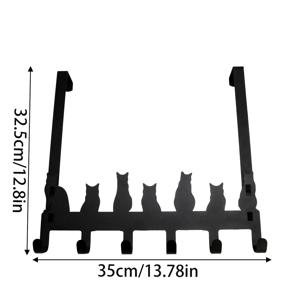 TEMU 1개 금속 아트 고양이 모양 6단 후크 무타공 - 문걸이 수납 정리대, 욕실용품, 수건, 코트, 주방용품 등에 적합 - 내구성 강한 방청 홈 데코, 수건걸이, 세련된 후크