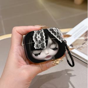 TEMU Apple Airpods 1/2/3/4/Pro/Pro2용 만화 블라يث 인형 보호 케이스 커버, 가볍고 내구성이 뛰어난 TPU 소재로 제작, 스크래치 방지 및 충격 방지 기능, 휴대하기 쉬운 버클 포함