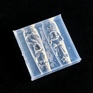 TEMU 3D 토끼 네일 아트 실리콘 몰드 보우노트 왕관 디자인 조각 टेम플릿 수지 몰드, 네일 참 만들기용 엠보싱 스텐실