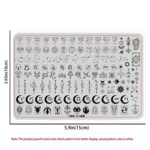 TEMU 1개 별자리 테마 네일 스탬핑 플레이트 개별 쿨 천체 기호 연결 라인 네일 스탬프 플레이트 홈 살롱 특별 네일 템플릿 도구 재사용 가능