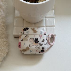 TEMU 별이 빛나는 작은 말 고양이 + 원형 이어폰 케이스, Apple 케이스 / Airpods Pro 2 케이스 / Airpods 4 케이스 / Airpods 3 케이스 / 케이스 호환 / 스타일리시 여성용 이어폰 케이스 / 이어폰 케이스 / Fo