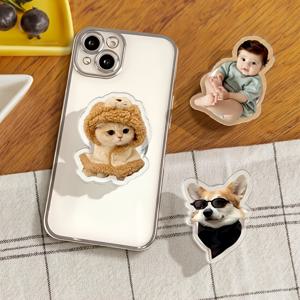 TEMU 1개 맞춤 사진 휴대폰 클립, 가족 사진 휴대폰 클립, 애완 동물 초상화 휴대폰 클립, 사진이 있는 맞춤형 브래킷, 강아지 얼굴 및 고양이 얼굴, 가족, 친구 및 연인을 위한 최고의 선물, 커플용 사진 휴대폰 브래킷