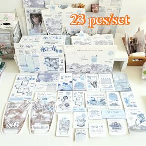 TEMU 23개 파란색 투명 아이스 큐브 다이컷 실링 스티커, 선물 포장용 라미네이팅 포장 데칼, 봉투 & 가방용 스티커 세트