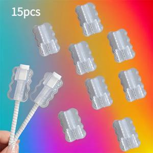 TEMU 15개입 충전 케이블 보호기 - 아이폰, , USB-C/Lightning 인터페이스용 투명 케이블 보호대, 엉킴 방지 및 스크래치 방지, 낙하 방지 - 휴대폰, 태블릿 및 노트북용 내구성 플라스틱 케이블 정리대