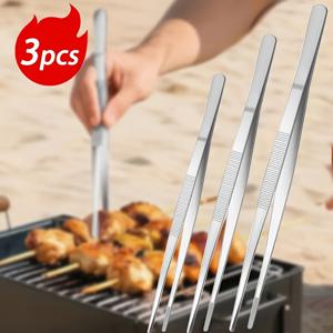 TEMU 3피스 스테인리스 스틸 뷔페 집게 세트 (20cm + 25cm + 30cm), 음식 집게, 바베큐 집게, 고품질 스테인리스 스틸 집게, 세척이 쉽고 내구성이 뛰어남, 레스토랑, 그릴링, 요리 및 식사 준비에 완벽, 케이터링 서비스에 이상적