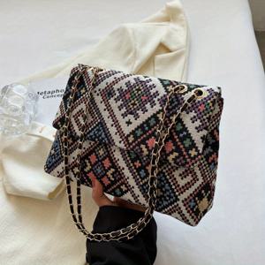 TEMU 레트로 프린트 숄더백, 패셔너블 캐주얼 에스닉 스타일 겨드랑이 가방, 여성용 트렌디한 다용도 핸드백 & 크로스백