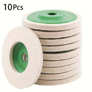 TEMU 10/20개 광택 양모 휠 연마 디스크 직경 100mm 양모 광택 휠 고밀도 미세 흰색 털 패드 산업용 양모 펠트 휠