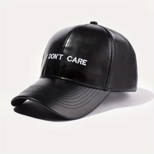 TEMU 1개 간편 인조 가죽 'T CARE 자수 남녀공용 야구 모자, 야외 레저 휴가에 적합