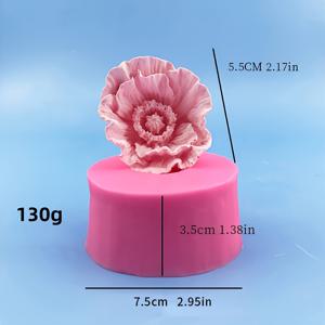 TEMU 1개, 3D 입체 양귀비꽃 실리콘 몰드, 퐁당 케이크 수제 초콜릿 드롭 접착제 향기 수제 비누