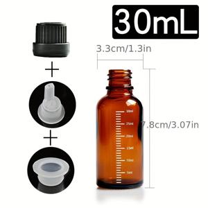 1Oz 앰버 유리 스포이드 병 6개 세트, 에센셜 오일 및 화장품 리필에 적합, 쉬운 분배를 위한 피펫 포함 - 여행에 이상적