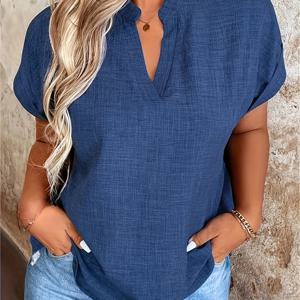 행운을 부르는 여성용 브이넥 스탠드 칼라 탑