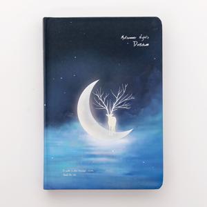 TEMU 한여름밤 야광 노트북 A5 노트북 사슴 별이 빛나는 하늘 컬러 페이지 다이어리, 삽화 수인책, 두꺼운 노트북, 문학적이고 귀여운 소녀감성의 창의적인 학생 사무용 사무 공책