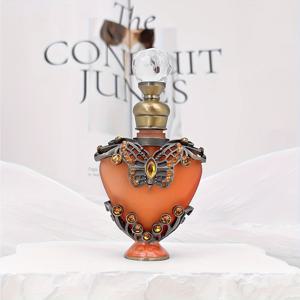 0.34Oz 빈티지 하트 나비 유리 스포이드 병, 에센셜 오일용, 삼각형 모양, 손세척 전용, 무향 향수 디스펜서