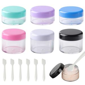 TEMU 1 세트 여행용 병 포트 | 뚜껑과 스푼 6개 포함, 메이크업 크림 파우더 귀걸이 반지용 플라스틱 화장품 용기, 무향, 뚜껑 잠금