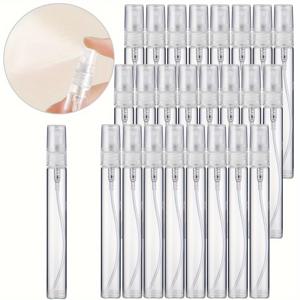 25개 10ml 재충전 가능한 유리 향수 분무기 스프레이 병, 플라스틱 노즐 포함 - 포켓 사이즈, PVC 무함유, 여행 및 선물용으로 적합