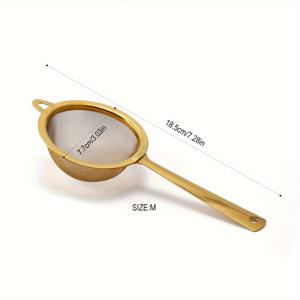 1개 골드 스테인리스 스틸 필터 스크린, 가정용 원형 깔때기 스트레이너, 주방 케이크 베이킹 파우더 체 도구