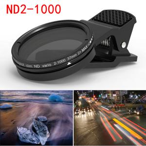 ND2-1000 중성 밀도 필터가 있는 37mm 폰 홀더 - 아이폰 및 애플 스마트폰용 광학 유리 클립 - 향상된 사진 및 비디오 녹화를 위한 조절 가능한 ND2부터 ND1000까지