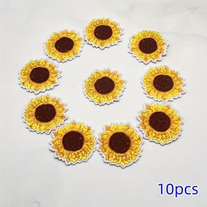 TEMU 노란색 재봉 10개 - 옷, 모자, 바지, 신발, 커튼, 장식 공예 및 어색한 스티커용 자수 패치 - 정교한 자수 패치