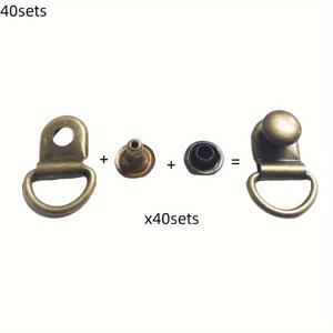 TEMU 40세트 고대 황동 아이릿, 등산 버클용 D링 리벳, 가죽 펀치 패스너, DIY 신발 스트랩 및 백팩 수리용