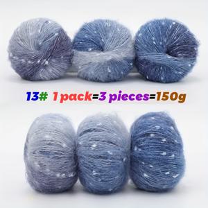 TEMU 150G 컬러풀 스노우 도트, 컬러풀 그라데이션 롱 섹션 염색 라인, 핸드메이드 스웨터, 모자, 스카프, 조끼, 얀 볼, 3개/팩