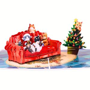 TEMU 고양이 애호가를 위한 크리스마스 팝업 카드 - 생일 및 휴일에 완벽한 3D 인사말과 메모 카드 & 봉투