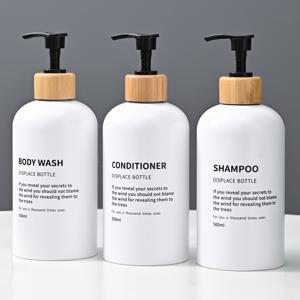 화이트 보스턴 500ml 샴푸, 바디워시, 컨디셔너 디스펜서 병 3개 세트
