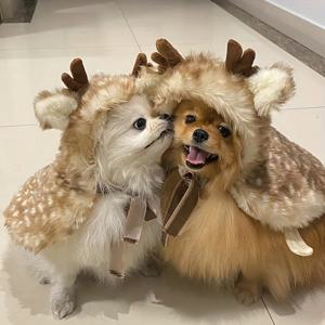 TEMU 1개 크리스마스 펫 코스튬 순록 망토 따뜻한 강아지 고양이 변신 의상