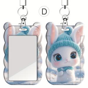 TEMU 2D 귀여운 토끼 시리즈 의사 간호사 ID 카드 홀더 버스 카드 홀더 캠퍼스 학생 ID 카드 홀더 (목걸이 포함) 1개