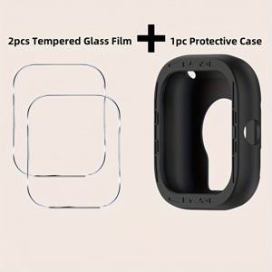 TEMU Redmi Watch 4 보호 케이스 커버 호환 시계 화면 강화 유리 보호 필름 (2+1팩), 스마트워치 실리콘 보호 케이스 커버 쉘 부드럽고 내구성 좋은 시계 추가 장비
