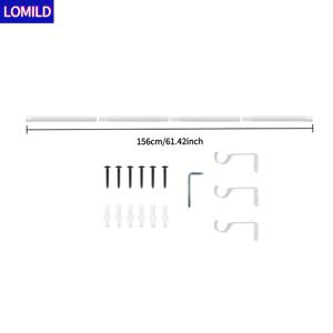 TEMU LOMILD-1개 화이트 소형 커튼 로드 세트와 브래킷, 길이 조절 가능, 커튼 로드 세트, 지름 1.6cm 금속 막대, 간단한 설치용 브래킷 포함, 현대적인 장식 스타일, 매트 블랙 디자인, 가벼운 거즈 샤워 커튼에 적합