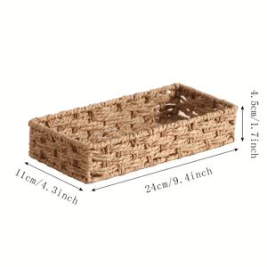 TEMU 손으로 짠 종이 로프 책상 정리 트레이, 직사각형 얕은 입구 수납 상자, 일상 사무용품용 서랍 정리 트레이, 데스크탑 수납 트레이