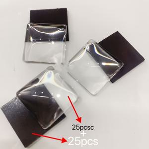 TEMU 원형 25mm/0.984인치 정사각형 유리 냉장고 자석 50개 세트 (메시지 고정용), 접착 뒷면 및 투명 유리 돔 포함, 유리 스티커 25개 및 고정 스티커 25개 포함, 주방 및 사무실 장식에 적합