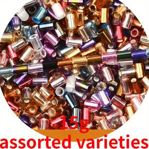 TEMU 15g 약 495개 3.5mm 랜덤 색상 유리 씨드 비즈 키트, 관형 구슬 및 비즈 모음, 주얼리 제작 키트용 참 DIY 주얼리 제작 액세서리, 팔찌, 목걸이용 수제 공예 비즈 용품, 수제 선물용 비즈업 프로젝트, 초보자 및 숙련된 공예가용, 캐주얼 스타일